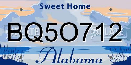 BQ5O712 Alabama License Plate