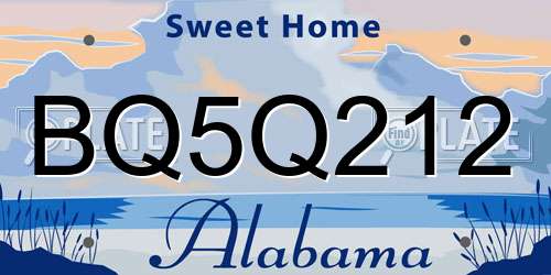 BQ5Q212 Alabama License Plate