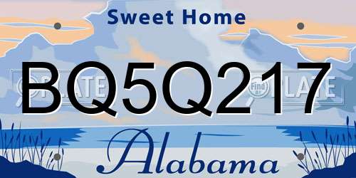 BQ5Q217 Alabama License Plate