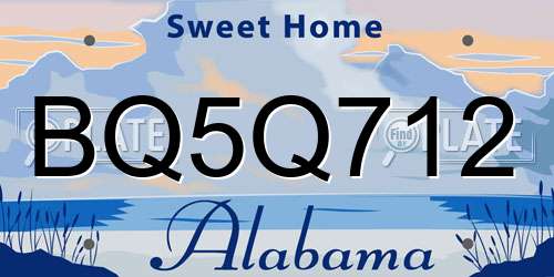 BQ5Q712 Alabama License Plate