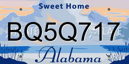 BQ5Q717 Alabama License Plate