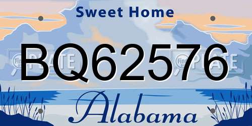 BQ62576 Alabama License Plate