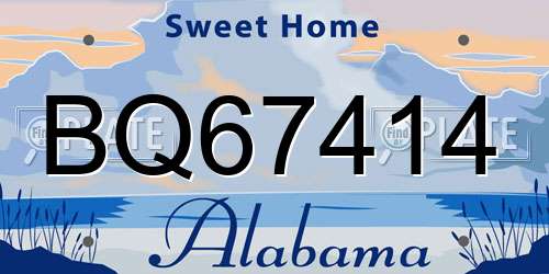 BQ67414 Alabama License Plate