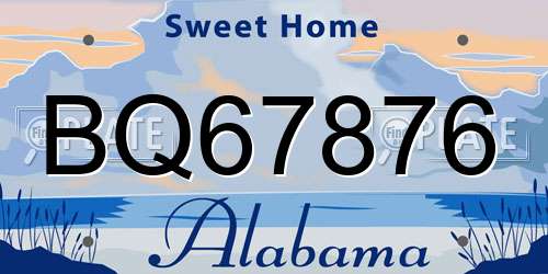BQ67876 Alabama License Plate