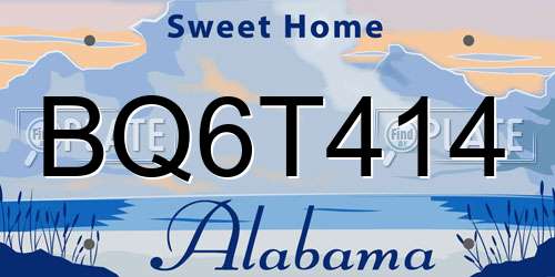 BQ6T414 Alabama License Plate