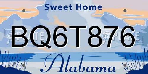 BQ6T876 Alabama License Plate