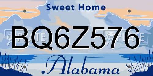 BQ6Z576 Alabama License Plate