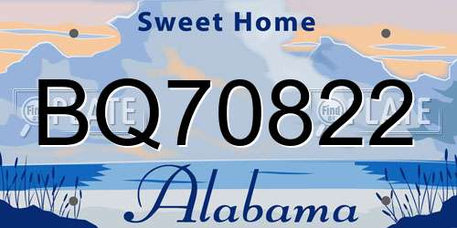 BQ70822 Alabama License Plate