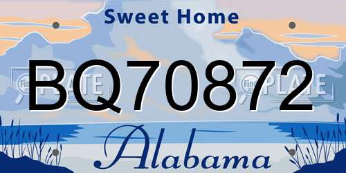 BQ70872 Alabama License Plate