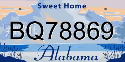 BQ78869 Alabama License Plate