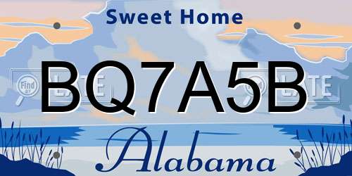 BQ7A5B Alabama License Plate