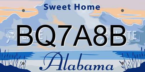 BQ7A8B Alabama License Plate