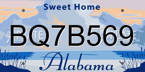 BQ7B569 Alabama License Plate