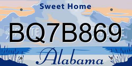 BQ7B869 Alabama License Plate