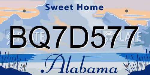 BQ7D577 Alabama License Plate