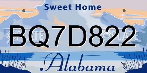 BQ7D822 Alabama License Plate