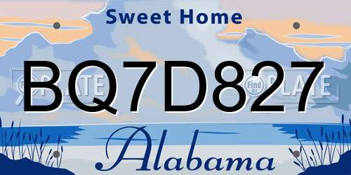 BQ7D827 Alabama License Plate