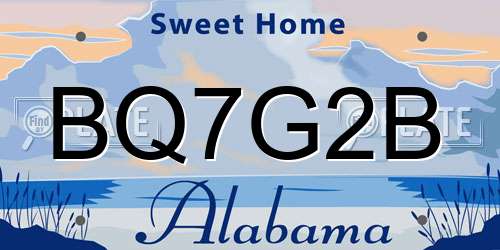 BQ7G2B Alabama License Plate