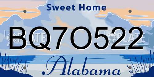 BQ7O522 Alabama License Plate