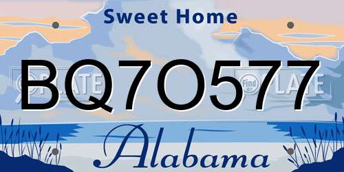BQ7O577 Alabama License Plate