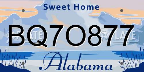 BQ7O877 Alabama License Plate