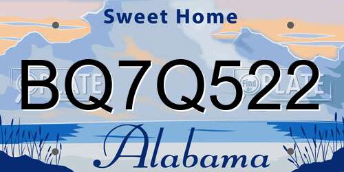 BQ7Q522 Alabama License Plate