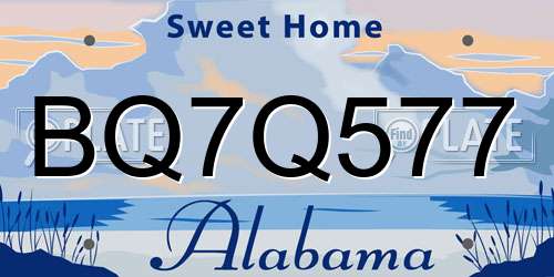 BQ7Q577 Alabama License Plate