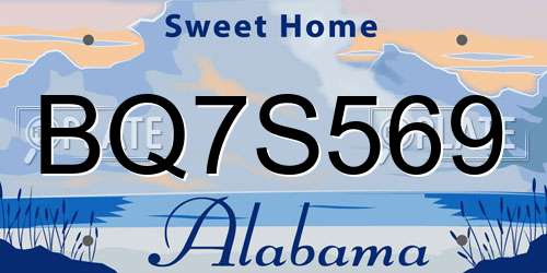 BQ7S569 Alabama License Plate