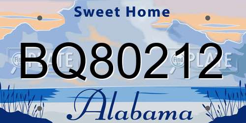 BQ80212 Alabama License Plate