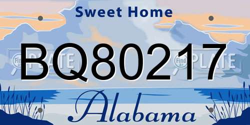 BQ80217 Alabama License Plate