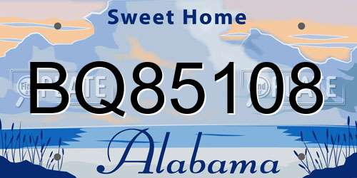 BQ85108 Alabama License Plate