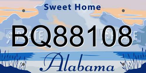 BQ88108 Alabama License Plate