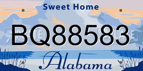 BQ88583 Alabama License Plate