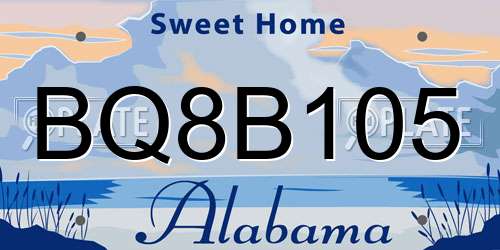 BQ8B105 Alabama License Plate