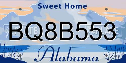 BQ8B553 Alabama License Plate