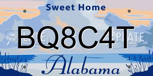 BQ8C4T Alabama License Plate