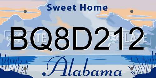 BQ8D212 Alabama License Plate