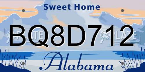 BQ8D712 Alabama License Plate