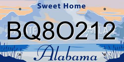 BQ8O212 Alabama License Plate