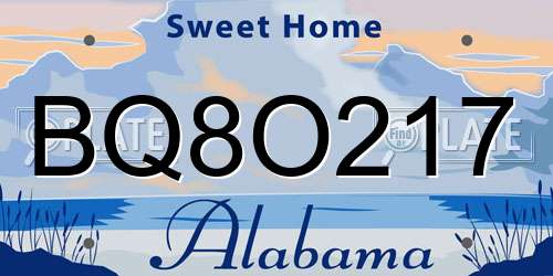 BQ8O217 Alabama License Plate