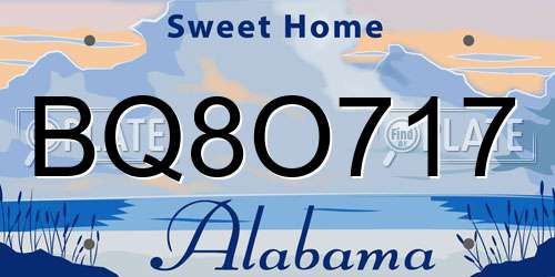 BQ8O717 Alabama License Plate