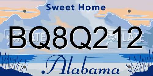 BQ8Q212 Alabama License Plate