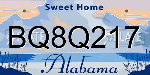 BQ8Q217 Alabama License Plate