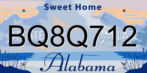 BQ8Q712 Alabama License Plate