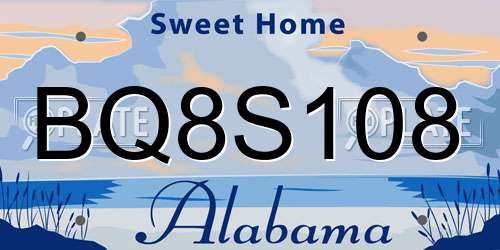 BQ8S108 Alabama License Plate