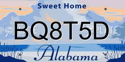 BQ8T5D Alabama License Plate