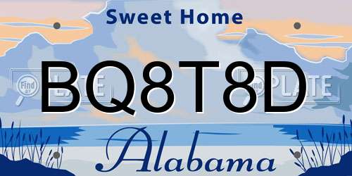 BQ8T8D Alabama License Plate