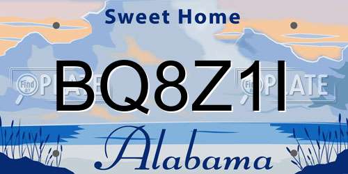 BQ8Z1I Alabama License Plate
