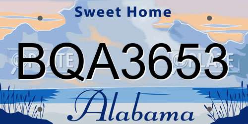 BQA3653 Alabama License Plate