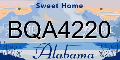 BQA4220 Alabama License Plate